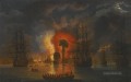 Jacob Philipp Hackert Untergang der türkischen Flotte in der Schlacht von Tschesme 1771 Seeschlachten
